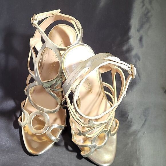 CHRISTIAN SIRIANO GOLD HIGH HEEL STILETTOS PUM SANDAL - Picture 4 of 15